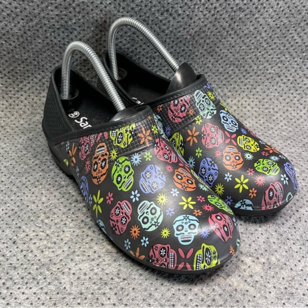 Sanita Black Day of the Dead Clogs - Picture 4 of 8